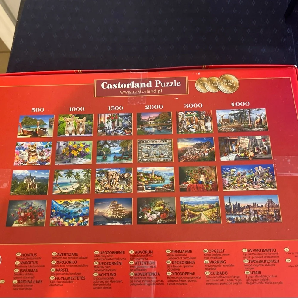 Tea Time in Paris HTF 500 pc Puzzle Stylized Eiffel Tower Bridge Boats Outside - Picture 9 of 10